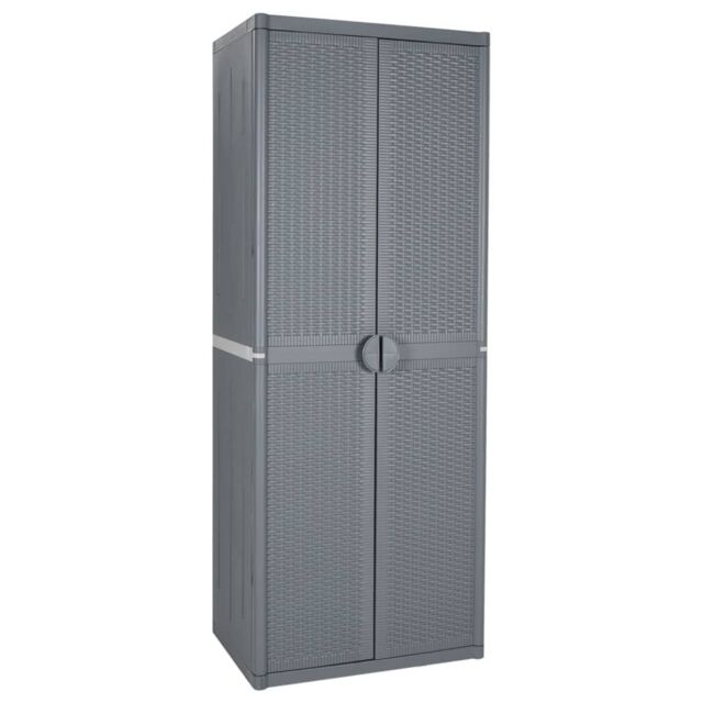 Berkfield Home Garden Storage Cabinet Grey 65x45x172 cm PP Rattan - Size: 65 x 45 x 172 cm - image 1