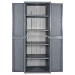 Berkfield Home Garden Storage Cabinet Grey 65x45x172 cm PP Rattan - Size: 65 x 45 x 172 cm - thumbnail 4