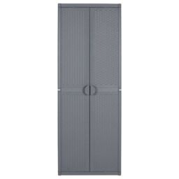 Berkfield Home Garden Storage Cabinet Grey 65x45x172 cm PP Rattan - Size: 65 x 45 x 172 cm - thumbnail 2