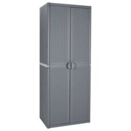Berkfield Home Garden Storage Cabinet Grey 65x45x172 cm PP Rattan - Size: 65 x 45 x 172 cm