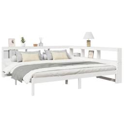 Berkfield Home Bookcase Bed without Mattress White 180x200 cm Solid Wood Pine - Size: Super King - thumbnail 3