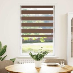 Berkfield Home Zebra Blind Brown 80x150 cm Fabric Width 75.9 cm Polyester - thumbnail 2