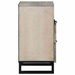 Berkfield Home Bedside Tables with Drawer White & Black 50 x 33 x 60 cm - thumbnail 4