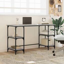 Berkfield Home Desk Grey Sonoma 140x50x75 cm Metal & Engineered Wood - Size: 140 x 50 x 75 cm - thumbnail 3