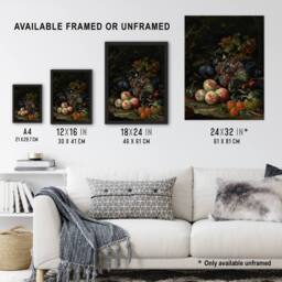 Artery8 Still Life With Fruit Foliage & Insects Mignon Framed Wall Art Print - Size: A4 - thumbnail 3