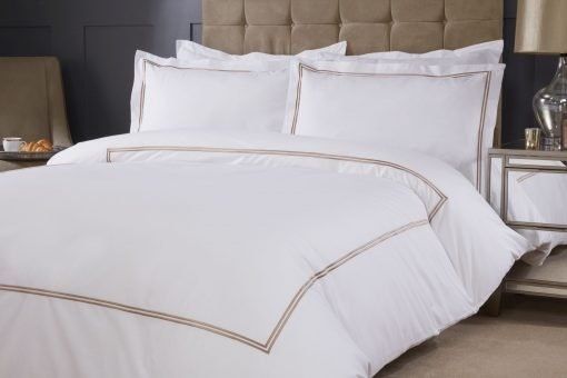 New Edge Blinds Carlton Embroidered Duvet Set in Brown - Size: Super King - image 1
