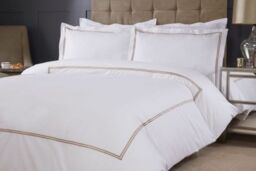 New Edge Blinds Carlton Embroidered Duvet Set in Brown - Size: Super King