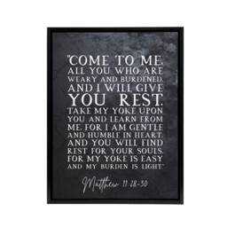 "Artery8 Matthew 11 28 30 Come To Me All You Bible Quote Framed Canvas Wall Art Print in Grey - Size: W24"" x H32""" - thumbnail 1