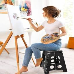 NESTLUNE Large Step Stool Folding Plastic Anti Slip Grip Multi Purpose in Black - thumbnail 6