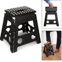 NESTLUNE Large Step Stool Folding Plastic Anti Slip Grip Multi Purpose in Black - thumbnail 1