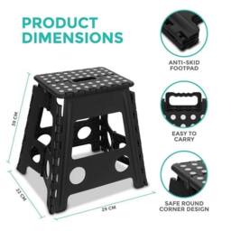 NESTLUNE Large Step Stool Folding Plastic Anti Slip Grip Multi Purpose in Black - thumbnail 2