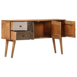 Berkfield Home Sideboard with Printed Pattern 130x30x70 cm Solid Mango Wood in Brown - Size: 130 x 30 x 70 cm - thumbnail 3