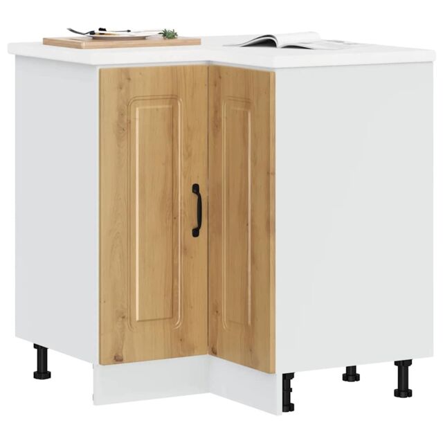 Berkfield Home Kitchen Corner Base Cabinet Kalmar Artisan Oak Engineered Wood in Brown - image 1
