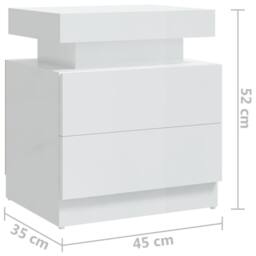 Berkfield Home Bedside Cabinet High Gloss White 45x35x52 cm Engineered Wood - Size: 45 x 35 x 52 cm - thumbnail 7
