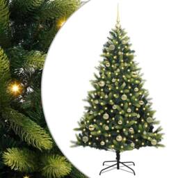 Berkfield Home Artificial Hinged Christmas Tree 150 LEDs Green 150 cm - thumbnail 2