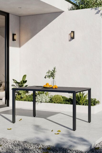 Garden Sanctuary 150cm W x 90cm D Outdoor Wood Effect Dining Table with Parasol Hole in Grey - Size: 150 cm W x 90 cm D - image 1