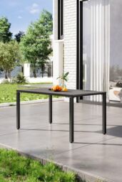Garden Sanctuary 150cm W x 90cm D Outdoor Wood Effect Dining Table with Parasol Hole in Grey - Size: 150 cm W x 90 cm D - thumbnail 2