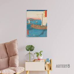 "Artery8 Flatfish Netting & Fish Boats Canvas Wall Art Print Hiroshige in Blue - Size: W24"" x H32""" - thumbnail 3