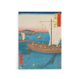 "Artery8 Flatfish Netting & Fish Boats Canvas Wall Art Print Hiroshige in Blue - Size: W24"" x H32""" - thumbnail 1