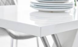 FurnitureboxUK Sorrento 150cm 6-Seater White High Gloss & Chrome Modern Dining Table - thumbnail 3
