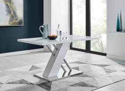 FurnitureboxUK Sorrento 150cm 6-Seater White High Gloss & Chrome Modern Dining Table - thumbnail 2