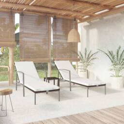 Berkfield Home Sun Loungers 2 pcs with Table Poly Rattan Brown