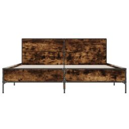 Berkfield Home Bed Frame without Mattress Smoked Oak 140x200 cm in Brown - thumbnail 4