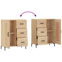 Berkfield Home Sideboard Sonoma Oak 69.5x34x90 cm Engineered Wood in Light Tan - thumbnail 9