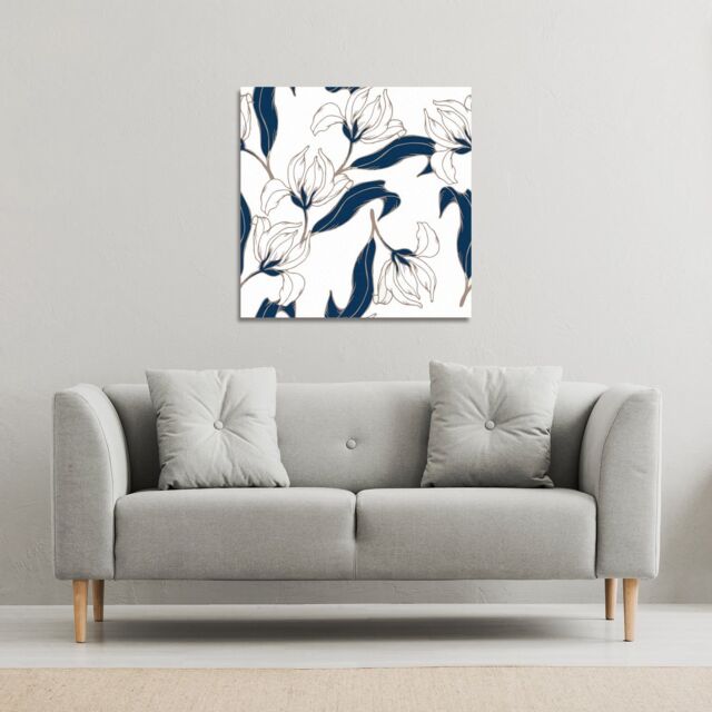 Benjamin Tate Design White Flowers (Canvas Print) / 101 x 101 x 4cm in Natural - Size: 101 x 101 x 4 cm - image 1