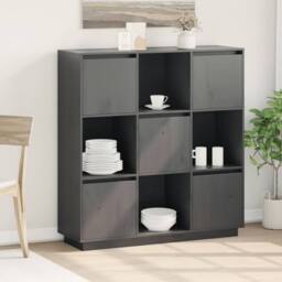 Berkfield Home Highboard Grey 110.5x35x117 cm Solid Wood Pine - thumbnail 2