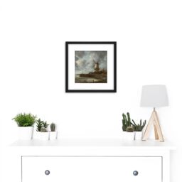 Artery8 Van Ruisdael Windmill Wijk Bij Duurstede Painting 8X8 Inch Square Wooden Framed Wall Art Print Picture with Mount in Black - thumbnail 2