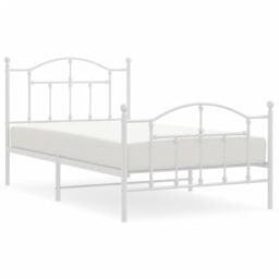 Berkfield Home Metal Bed Frame with Headboard & Footboard White 100x190 cm - thumbnail 2