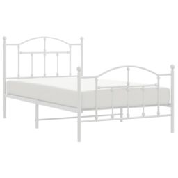 Berkfield Home Metal Bed Frame with Headboard & Footboard White 100x190 cm - thumbnail 3