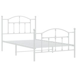 Berkfield Home Metal Bed Frame with Headboard & Footboard White 100x190 cm - thumbnail 4