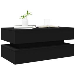 Berkfield Home Coffee Table with LED Lights Black 90x50x40 cm - Size: 90 x 50 x 40 cm - thumbnail 6