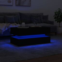 Berkfield Home Coffee Table with LED Lights Black 90x50x40 cm - Size: 90 x 50 x 40 cm - thumbnail 5