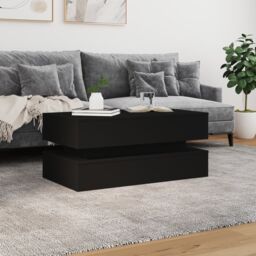 Berkfield Home Coffee Table with LED Lights Black 90x50x40 cm - Size: 90 x 50 x 40 cm - thumbnail 4