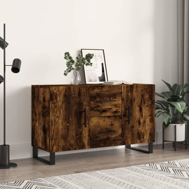 Berkfield Home Sideboard Smoked Oak 100x36x60 cm Engineered Wood in Brown - Size: 100 x 36 x 60 cm - image 1