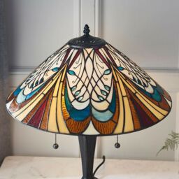 Loops Tiffany Glass LED Table Lamp - French Style Design - Dark Bronze Finish - Medium in Clear - thumbnail 3