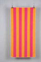 Dyzi Clashing Stripe Cotton Beach Towel Soft Absorbent Quick Dry 70x152cm in Pink - Size: 70x152 cm