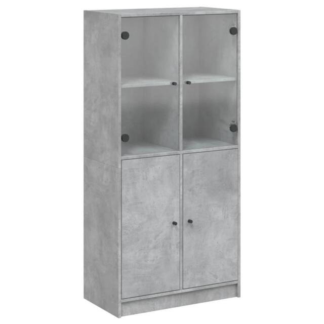 Berkfield Home Highboard with Doors Concrete Grey 68x37x142 cm Engineered Wood - Size: 68 x 37 x 142 cm - image 1