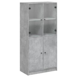 Berkfield Home Highboard with Doors Concrete Grey 68x37x142 cm Engineered Wood - Size: 68 x 37 x 142 cm - thumbnail 1