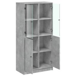 Berkfield Home Highboard with Doors Concrete Grey 68x37x142 cm Engineered Wood - Size: 68 x 37 x 142 cm - thumbnail 6