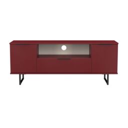 Ready Assembled 2 U Fuji 2 Door 1 Drawer Wide TV Unit (Ready Assembled) in Dark Red - thumbnail 2