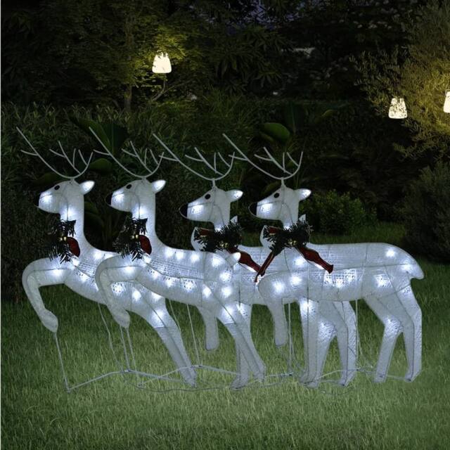 Berkfield Home Christmas Reindeers 4 pcs White 80 LEDs - image 1