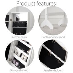CARME HOME Caitlyn - White Standing Full Length Jewellery Mirror Cabinet Bedroom - thumbnail 6