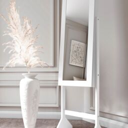 CARME HOME Caitlyn - White Standing Full Length Jewellery Mirror Cabinet Bedroom - thumbnail 2