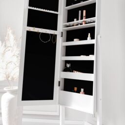 CARME HOME Caitlyn - White Standing Full Length Jewellery Mirror Cabinet Bedroom - thumbnail 5