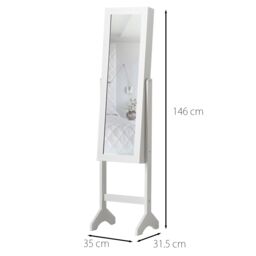 CARME HOME Caitlyn - White Standing Full Length Jewellery Mirror Cabinet Bedroom - thumbnail 7