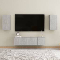 Berkfield Home Sturdy 4 Piece TV Cabinet Set Concrete Grey Engineered Wood - thumbnail 2
